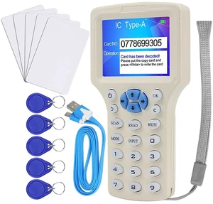 LEXI ID IC HID Card Copier, NFC Reader, 125KHz 13.56MHz 10 Frequency RFID Access Writer/Reader/Duplicator, Key fob Cards Programmer, UID Decoder with USB LEXI ID IC HID Card Copier, NFC Reader, 125KHz 13.56MHz 10 Frequency RFID Access Writer/Reader/Duplicator, Key fob Cards Programmer, UID Decoder with USB