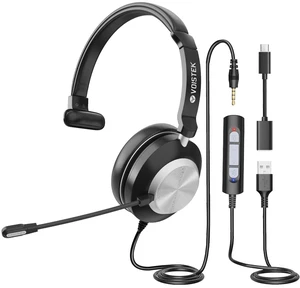 Voistek USB Headset with Microphone for PC, Wired Work Headset (One Ear) Computer Headphones with Noise Cancelling Mic, Mute, Volume Controls for Office Call Center Home Work Skype Zoom Team Meetings Voistek USB Headset with Microphone for PC, Wired Work Headset (One Ear) Computer Headphones with Noise Cancelling Mic, Mute, Volume Controls for Office Call Center Home Work Skype Zoom Team Meetings