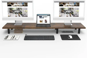 WEGASTU Large Dual Monitor Stand Riser 43.3INVintage Home Office Storage For Desk AccessoriesSolid Wod Desk With Adjustable Legs For computer/PC/Laptop/Printer/Container/dressing table WEGASTU Large Dual Monitor Stand Riser 43.3INVintage Home Office Storage For Desk AccessoriesSolid Wod Desk With Adjustable Legs For computer/PC/Laptop/Printer/Container/dressing table