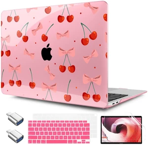 TWOLSKOO for MacBook Air 13.3 inch Case 2021 2020 2019 2018 Release M1 A2337 A2179 A1932 with Touch ID, Plastic Hard Shell Case & Keyboard Cover & Type C Adapter, Cute Cherry TWOLSKOO for MacBook Air 13.3 inch Case 2021 2020 2019 2018 Release M1 A2337 A2179 A1932 with Touch ID, Plastic Hard Shell Case & Keyboard Cover & Type C Adapter, Cute Cherry