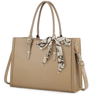 IGOLUMON Laptop Bag for Women 15.6 inch Waterproof Tote Leather Work purse Office Travel Handbag Shoulder Khaki IGOLUMON Laptop Bag for Women 15.6 inch Waterproof Tote Leather Work purse Office Travel Handbag Shoulder Khaki