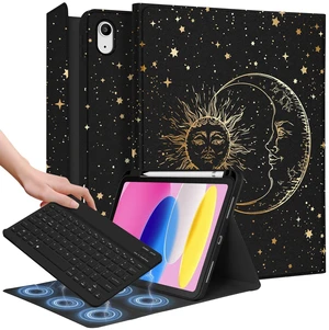 Wazzasoft for iPad 10th Generation Case with Keyboard - for iPad A16 Cases Pencil Holder 10.9 Inch Cover Women Girls Cute Girly Sun and Moon Unique Design Funda for Apple Tablet 10th/11th gen Wazzasoft for iPad 10th Generation Case with Keyboard - for iPad A16 Cases Pencil Holder 10.9 Inch Cover Women Girls Cute Girly Sun and Moon Unique Design Funda for Apple Tablet 10th/11th gen