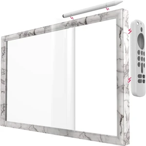 HOOKMEMO white marble Frame for Show 15, echo show 15 screen protector, stylus pen, remote case covers. (white marble) HOOKMEMO white marble Frame for Show 15, echo show 15 screen protector, stylus pen, remote case covers. (white marble)