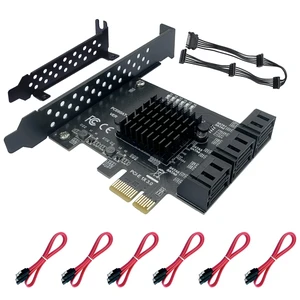 PCIe X1 SATA III Card 6 Ports ASM1166 Chip 6Gbps Controller Card PCIe X1 SATA III Card 6 Ports ASM1166 Chip 6Gbps Controller Card