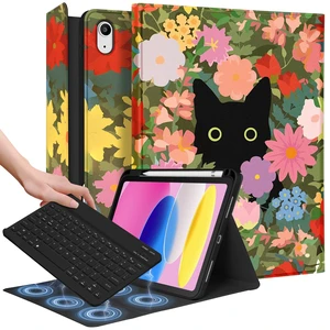 Wazzasoft for iPad 10th Generation Case with Keyboard - for iPad A16 Cases Pencil Holder 10.9 Inch Cover Women Girl Cute Girly Cat Flower Unique Design Funda for Apple Tablet 10th/11th gen Wazzasoft for iPad 10th Generation Case with Keyboard - for iPad A16 Cases Pencil Holder 10.9 Inch Cover Women Girl Cute Girly Cat Flower Unique Design Funda for Apple Tablet 10th/11th gen