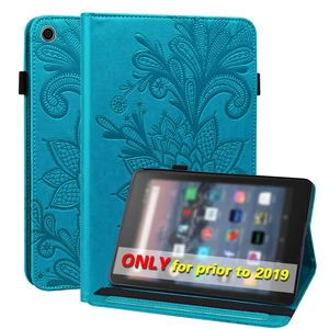 VODEFOX Kindle Fire HD 8 8th/7th/6th Generation Case 2016/2017/2018,Embossed Lace Flower Pattern PU Leather Folio Wallet Shockproof Cover with Pen Holder Elastic Band - Blue VODEFOX Kindle Fire HD 8 8th/7th/6th Generation Case 2016/2017/2018,Embossed Lace Flower Pattern PU Leather Folio Wallet Shockproof Cover with Pen Holder Elastic Band - Blue