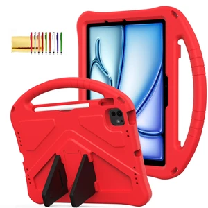 Kids Case for iPad Pro 11-inch (M5) 2025/(M4) 2024, Air 11" 2026 M4/M3/M2 Case with Pencil Holder, Techcircle Lightweight Shockproof EVA Foam Handle Stand Anti-Slip Grip Rugged Cover, Red Kids Case for iPad Pro 11-inch (M5) 2025/(M4) 2024, Air 11" 2026 M4/M3/M2 Case with Pencil Holder, Techcircle Lightweight Shockproof EVA Foam Handle Stand Anti-Slip Grip Rugged Cover, Red