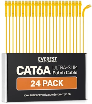 Everest Ultra Slim Cat6a Ethernet Patch Cables 0.5ft (24-Pack) Yellow Everest Ultra Slim Cat6a Ethernet Patch Cables 0.5ft (24-Pack) Yellow