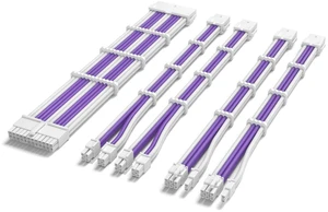 Sirlyr PSU Extension Cable Kit - Custom Sleeved Power Supply Mod for PC Build 16AWG 24Pin ATX/8 (4+4) Pin EPS CPU/8 (6+2) Pin PCI-E GPU PSU - White Purple 5 Kits Sirlyr PSU Extension Cable Kit - Custom Sleeved Power Supply Mod for PC Build 16AWG 24Pin ATX/8 (4+4) Pin EPS CPU/8 (6+2) Pin PCI-E GPU PSU - White Purple 5 Kits
