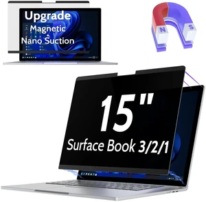 Peslv Magnetic Privacy Screen for Surface Book 3/2/1 15 Inch, Removable Anti Blue Light Glare Filter, Black Security Private Apy Block Protector Peslv Magnetic Privacy Screen for Surface Book 3/2/1 15 Inch, Removable Anti Blue Light Glare Filter, Black Security Private Apy Block Protector