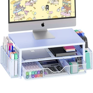 OPNICE Desk Organizers and Accessories, Computer Monitor Stand Riser with Drawer and 2 Pen Holders, Printer & Laptop Stand, Office Desk Accessories & Workspace Organizers for Home Office Supplies, Blu OPNICE Desk Organizers and Accessories, Computer Monitor Stand Riser with Drawer and 2 Pen Holders, Printer & Laptop Stand, Office Desk Accessories & Workspace Organizers for Home Office Supplies, Blu