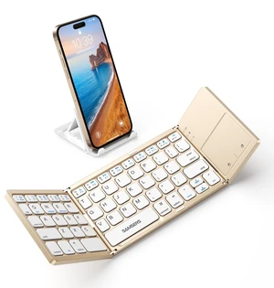 Samsers Foldable Bluetooth Keyboard with Touchpad, Ultra Slim Compact, Gold Samsers Foldable Bluetooth Keyboard with Touchpad, Ultra Slim Compact, Gold