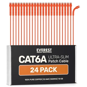 Everest Ultra Slim Cat6a Ethernet Patch Cables 0.5ft (24-Pack) Orange Everest Ultra Slim Cat6a Ethernet Patch Cables 0.5ft (24-Pack) Orange