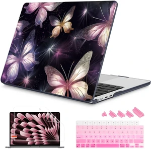 Mektron for 2026/2025/2024/2023 MacBook Air 15 INCH M5 A3448 /M4 A3241 /M3 A3114 /M2 A2941 Case, Printed Plastic Hard Shell Cover with 15.3" Liquid Retina Display Touch ID, Glittering Butterfly Mektron for 2026/2025/2024/2023 MacBook Air 15 INCH M5 A3448 /M4 A3241 /M3 A3114 /M2 A2941 Case, Printed Plastic Hard Shell Cover with 15.3" Liquid Retina Display Touch ID, Glittering Butterfly