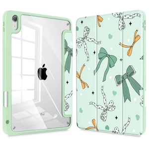 Tuiklol for 2025 iPad (A16 Chip) 11th Generation 11 inch/iPad 10th Generation 10.9 inch 2022 Case, Buit in Pencil Holder with Clear Back Shell Cover Trifold Stand Auto Wake/Sleep, Green Bows Tuiklol for 2025 iPad (A16 Chip) 11th Generation 11 inch/iPad 10th Generation 10.9 inch 2022 Case, Buit in Pencil Holder with Clear Back Shell Cover Trifold Stand Auto Wake/Sleep, Green Bows