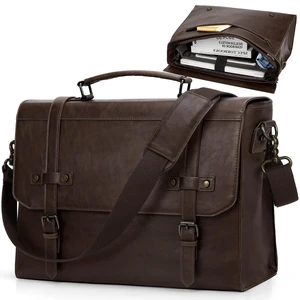 RAINSMORE Mens Messenger Bag 17 Inch Waterproof Vintage Leather Laptop Bag RAINSMORE Mens Messenger Bag 17 Inch Waterproof Vintage Leather Laptop Bag