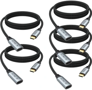 6FT USB C Extension Cable 5-Pack, USB 3.2 Gen2, 100W, 10Gbps, 4K@144Hz 6FT USB C Extension Cable 5-Pack, USB 3.2 Gen2, 100W, 10Gbps, 4K@144Hz