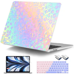 DONGKE for MacBook Air 13.6 Inch Case 2026 2025 2024-2022 A3449 A3240 A3113 A2681 M5 M4 M3 M2 Touch ID, Plastic Hard Shell & Keyboard Cover & Type C Adapter for MacBook Air 13 inch, Leopard Print DONGKE for MacBook Air 13.6 Inch Case 2026 2025 2024-2022 A3449 A3240 A3113 A2681 M5 M4 M3 M2 Touch ID, Plastic Hard Shell & Keyboard Cover & Type C Adapter for MacBook Air 13 inch, Leopard Print