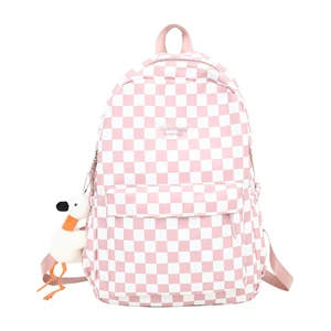 MININAI Y2K Aesthetic Checkered Backpack with Kawaii Pendant Checkerboard Backpack Cute Preppy Laptop Backpack Light Rucksack (One Size,Pink) MININAI Y2K Aesthetic Checkered Backpack with Kawaii Pendant Checkerboard Backpack Cute Preppy Laptop Backpack Light Rucksack (One Size,Pink)