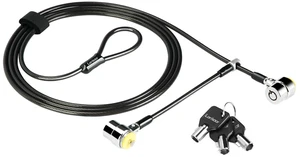 LORADAR Daul Head Twin Cable Lock Lock for LaptopsMonitor 3 Keys 6.7Foot Lock Two Devices At The Same Time LORADAR Daul Head Twin Cable Lock Lock for LaptopsMonitor 3 Keys 6.7Foot Lock Two Devices At The Same Time