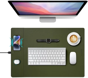 Hi-HONX Wireless Charging Mouse Pad, 15W Fast Charge Magnetic Charger Desk Pad, Large Office Desk Mat (23.4x15.6) with Ultra-Smooth Surface, Green Computer Mousepad for MacBook, PC, Laptop Hi-HONX Wireless Charging Mouse Pad, 15W Fast Charge Magnetic Charger Desk Pad, Large Office Desk Mat (23.4x15.6) with Ultra-Smooth Surface, Green Computer Mousepad for MacBook, PC, Laptop