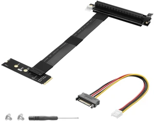 CERRXIAN M.2 NGFF to PCI-e 16x Graphics Riser Card,90 Degree Left M.2 NGFF Key to PCI-Express 16X Extension Cable CERRXIAN M.2 NGFF to PCI-e 16x Graphics Riser Card,90 Degree Left M.2 NGFF Key to PCI-Express 16X Extension Cable