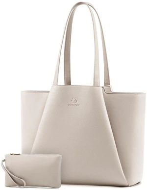 LOVEVOOK Laptop Tote for Women - 15.6 Inch Faux Leather Laptop Bag with Clutch, Large Capacity Office Purse for Casual Business Travel, Off White LOVEVOOK Laptop Tote for Women - 15.6 Inch Faux Leather Laptop Bag with Clutch, Large Capacity Office Purse for Casual Business Travel, Off White