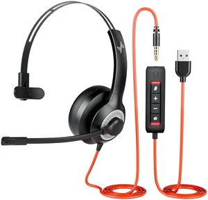 JIAMQISHI SingleEar USB Headset with Mic for PC,On-Ear Computer Laptop Headphones with Noise Cancelling Microphone in-line Control for Home Office Online Class (USB+3.5mm Single Ear Headset, Black) JIAMQISHI SingleEar USB Headset with Mic for PC,On-Ear Computer Laptop Headphones with Noise Cancelling Microphone in-line Control for Home Office Online Class (USB+3.5mm Single Ear Headset, Black)