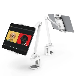 iPad Desk Mount, Adjustable Tablet Holder Clamp, 360 degree Rotation, Sturdy Aluminum Tablet Arm Mount for 4.7"-13" iPad Pro/Air/Mini, iPhone, Galaxy Tab, for Kitchen, Work, Video Call(White) iPad Desk Mount, Adjustable Tablet Holder Clamp, 360 degree Rotation, Sturdy Aluminum Tablet Arm Mount for 4.7"-13" iPad Pro/Air/Mini, iPhone, Galaxy Tab, for Kitchen, Work, Video Call(White)
