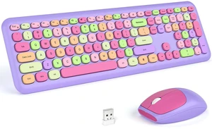 KNOWSQT Wireless Keyboard and Mouse Combo, Pale Purple Full-Sized 2.4G Silent Keycap Colorful Keyboards, USB Dongle Plug Play, Laptop, Windows, PC, Mac, Desktop KNOWSQT Wireless Keyboard and Mouse Combo, Pale Purple Full-Sized 2.4G Silent Keycap Colorful Keyboards, USB Dongle Plug Play, Laptop, Windows, PC, Mac, Desktop