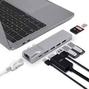 USB C Hub for MacBook, 8-in-1 Docking Station Adapter with 4K HDMI, Gigabit Ethernet, 3 USB 3.0 Ports, 100W PD, SD/MicroSD Card Reader, Thunderbolt 3, USB-C Ports, Compatibility with MacBook Pro/Air USB C Hub for MacBook, 8-in-1 Docking Station Adapter with 4K HDMI, Gigabit Ethernet, 3 USB 3.0 Ports, 100W PD, SD/MicroSD Card Reader, Thunderbolt 3, USB-C Ports, Compatibility with MacBook Pro/Air