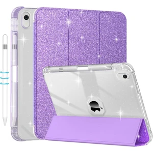 Case for iPad 10th Generation 10.9 Inch (2022), iPad (A16) 11th Generation 11 Inch (2025)-with Pencil Holder, Sparkle Glitter Leather Trifold Stand Magnetic Smart Cover-Shiny Clear TPU Back, Purple Case for iPad 10th Generation 10.9 Inch (2022), iPad (A16) 11th Generation 11 Inch (2025)-with Pencil Holder, Sparkle Glitter Leather Trifold Stand Magnetic Smart Cover-Shiny Clear TPU Back, Purple
