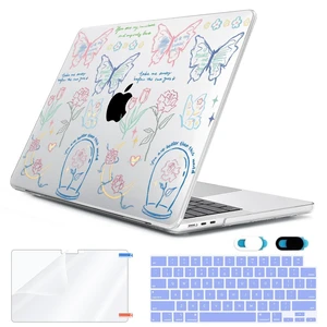 HOHAIYOO Compatible with MacBook Air 13.6 inch Case 2026 2025 2024-2022 Release M5 A3449 M4 A3240 M3 A3113 M2 A2681 with Touch ID, Hard Shell Case&Keyboard Cover&Screen Film&Webcam Cover, Line Flower HOHAIYOO Compatible with MacBook Air 13.6 inch Case 2026 2025 2024-2022 Release M5 A3449 M4 A3240 M3 A3113 M2 A2681 with Touch ID, Hard Shell Case&Keyboard Cover&Screen Film&Webcam Cover, Line Flower