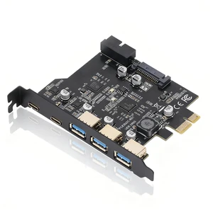 Gugxiom PCIe to USB 3.2 Gen 1 Card with 20 Gbps Bandwidth, 3 USB Type A and 2 Type C Ports, PCIe Expansion USB Card for Desktop PC Gugxiom PCIe to USB 3.2 Gen 1 Card with 20 Gbps Bandwidth, 3 USB Type A and 2 Type C Ports, PCIe Expansion USB Card for Desktop PC