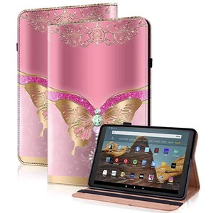 TUOLISG for Kindle Fire HD 10 Case 9th/7th/5th Generation 10.1 Inch (2019/2017/2015), PU Leather Wallet Cover with Pen Holder, Elastic Band & Card Slots for Kindle Fire HD 10 Case - Pink Butterfly TUOLISG for Kindle Fire HD 10 Case 9th/7th/5th Generation 10.1 Inch (2019/2017/2015), PU Leather Wallet Cover with Pen Holder, Elastic Band & Card Slots for Kindle Fire HD 10 Case - Pink Butterfly
