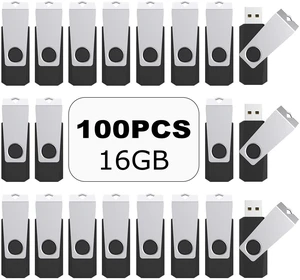 TOPESEL 100PCS 16GB Bulk USB 2.0 Flash Drive Swivel Memory Stick Thumb Drives Pen Drive (16G, 100 Pack, Black) TOPESEL 100PCS 16GB Bulk USB 2.0 Flash Drive Swivel Memory Stick Thumb Drives Pen Drive (16G, 100 Pack, Black)