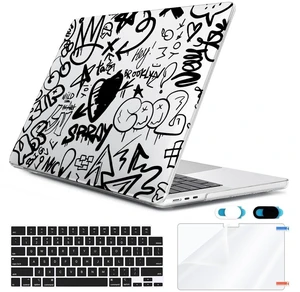 HOHAIYOO Compatible with MacBook Air 13 inch Case 2026 2025-2022 M5 A3449 M4 A3240 M3 A3113 M2 A2681, Hard Shell&Keyboard Cover&Screen Film&Webcam Cover for MacBook Air 13.6 inch Case, Black Graffiti HOHAIYOO Compatible with MacBook Air 13 inch Case 2026 2025-2022 M5 A3449 M4 A3240 M3 A3113 M2 A2681, Hard Shell&Keyboard Cover&Screen Film&Webcam Cover for MacBook Air 13.6 inch Case, Black Graffiti