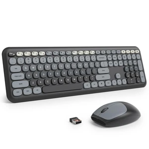 surmen Cute Keyboard and Mouse Wireless, Full-Size Retro Typewriter Wireless Silent Colorful Keyboard Low-Noise 2.4GHz for Home and Office (6-Gradient Dark) surmen Cute Keyboard and Mouse Wireless, Full-Size Retro Typewriter Wireless Silent Colorful Keyboard Low-Noise 2.4GHz for Home and Office (6-Gradient Dark)