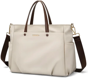 15.6 Inch Laptop Tote Bag for Women, Lightweight Nylon Work Shoulder Bag, Water-Resistant Computer Handbag with Pockets for Business Travel & Commute (Apricot) 15.6 Inch Laptop Tote Bag for Women, Lightweight Nylon Work Shoulder Bag, Water-Resistant Computer Handbag with Pockets for Business Travel & Commute (Apricot)