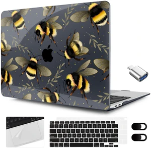 MEEgoodo for MacBook Air 13.3 inch Case 2021 2020 2019 2018 A2337 M1 A2179 A1932, Laptop Shell with Keyboard Webcam Cover & Trackpad Film & Type C Adapter for MacBook Air M1, Bumblebee & Leaves MEEgoodo for MacBook Air 13.3 inch Case 2021 2020 2019 2018 A2337 M1 A2179 A1932, Laptop Shell with Keyboard Webcam Cover & Trackpad Film & Type C Adapter for MacBook Air M1, Bumblebee & Leaves
