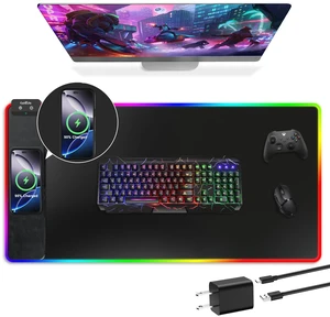 Mouse Pad with Wireless Charging, Large Desk Mat with Adapter, 31.5"x15.7" Mouse Pad with Wireless Charging, Large Desk Mat with Adapter, 31.5"x15.7"