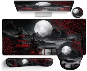 LIMKRIAN Japanese Ergonomic Mouse Pad with Wrist Rest, Large Desk Mat Set LIMKRIAN Japanese Ergonomic Mouse Pad with Wrist Rest, Large Desk Mat Set