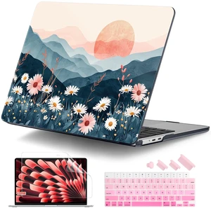 DONGKE for MacBook Air 13 Inch Case M5 2026 M4 2025 M3 M2 2024-2022 A3449 A3240 A3113 A2681, Plastic Hard Shell & Keyboard Cover & Screen Film for MacBook Air 13.6 Inch Case - Sun & Daisie DONGKE for MacBook Air 13 Inch Case M5 2026 M4 2025 M3 M2 2024-2022 A3449 A3240 A3113 A2681, Plastic Hard Shell & Keyboard Cover & Screen Film for MacBook Air 13.6 Inch Case - Sun & Daisie
