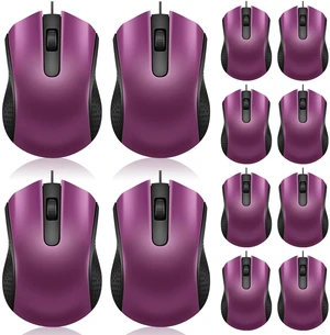 Hoteam 12 Pcs Wired Mouse Bulk, USB Ergonomic Computer Mice,Purple Hoteam 12 Pcs Wired Mouse Bulk, USB Ergonomic Computer Mice,Purple