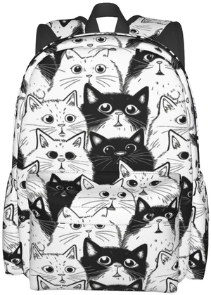 famliihw Black and white Cat Backpack Laptop Backpacks Multipurpose Daypack For Men Women Travel Hiking famliihw Black and white Cat Backpack Laptop Backpacks Multipurpose Daypack For Men Women Travel Hiking