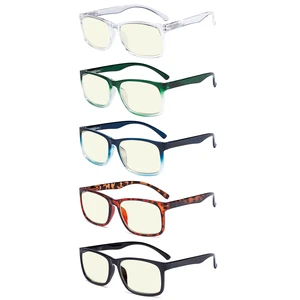 Eyekepper 5 Pack Blue Light Blocking Reading Glasses Square Computer Readers +1.25 Eyekepper 5 Pack Blue Light Blocking Reading Glasses Square Computer Readers +1.25