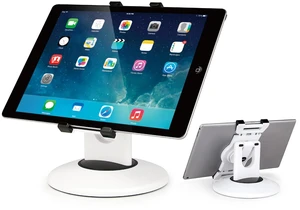 EHO iPad Stand, 360 Rotating Commercial Tablet Stand, Retail Kiosk, 6"-13"(Screen) Adapter Universal Tablet Clamp Holder for iPad, iPadAir, iPadMini, Microsoft Surface, Most Tablets - White EHO iPad Stand, 360 Rotating Commercial Tablet Stand, Retail Kiosk, 6"-13"(Screen) Adapter Universal Tablet Clamp Holder for iPad, iPadAir, iPadMini, Microsoft Surface, Most Tablets - White
