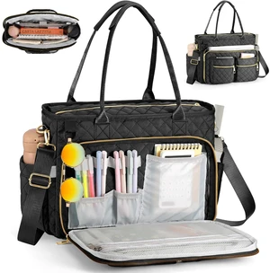 Teacher Tote Bag for Women Large Laptop Bags for Work Nursing Professional Computer Messenger Bag for Office Travel Business (Black) Teacher Tote Bag for Women Large Laptop Bags for Work Nursing Professional Computer Messenger Bag for Office Travel Business (Black)