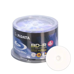 Ridata Ritek Blu-Ray (BD-R) White Inkjet Hub Printable 4X BD-R Media 25GB 50 Pack in Cake Box (BDR-254-RDIWN-CB50) Ridata Ritek Blu-Ray (BD-R) White Inkjet Hub Printable 4X BD-R Media 25GB 50 Pack in Cake Box (BDR-254-RDIWN-CB50)