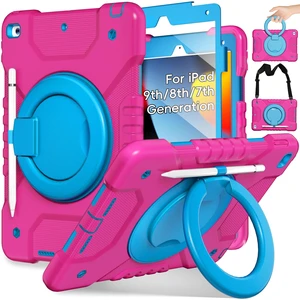 Andnary Case for iPad 9th/8th/7th Generation 10.2 inch, Shockproof Cover with Screen Protector/360 Rotating Handle/Bracket/Pen Holder/Shoulder Strap, Kids Case for iPad 2021/2020/2019 (Pink+Blue) Andnary Case for iPad 9th/8th/7th Generation 10.2 inch, Shockproof Cover with Screen Protector/360 Rotating Handle/Bracket/Pen Holder/Shoulder Strap, Kids Case for iPad 2021/2020/2019 (Pink+Blue)